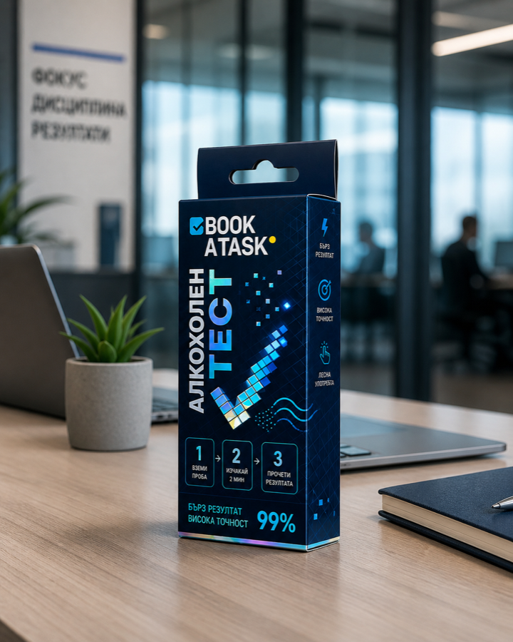 Алкохолен тест с бранда на BOOK A TASK — Платформа за услуги