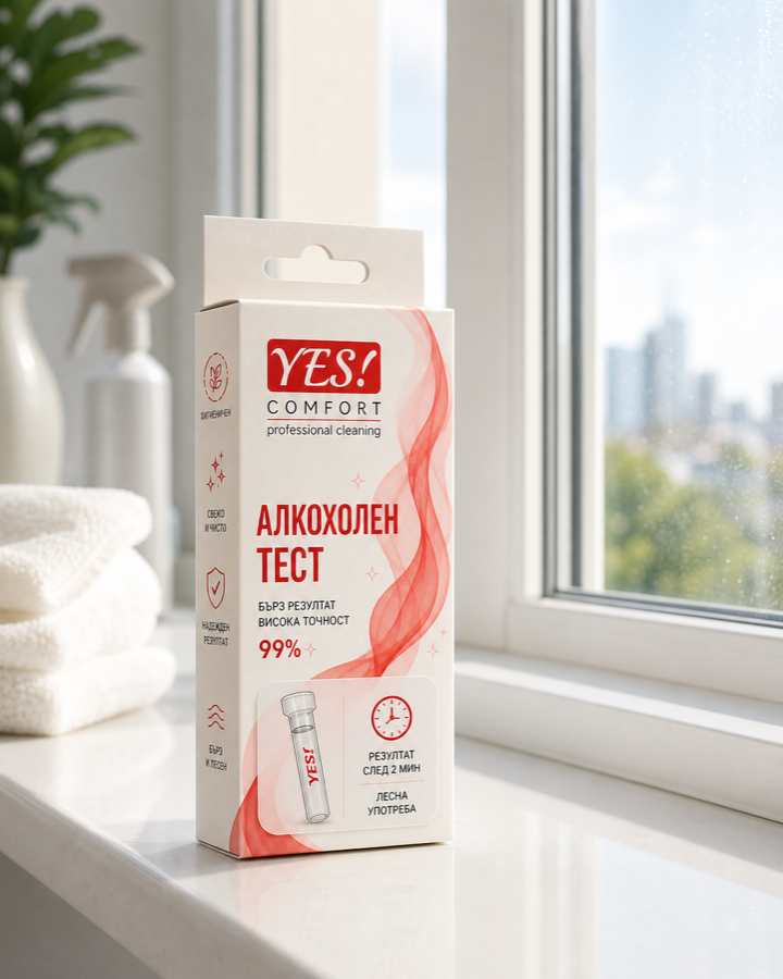 Алкохолен тест с бранда на YES! COMFORT — Професионално почистване